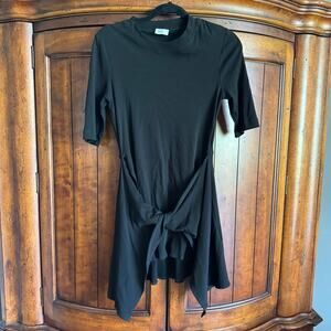 Rosetta Getty Black Cotton Twisted Tie Front Mini Dress Tunic Top Medium